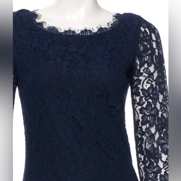 Navy Diane von Furstenberg DVF lace dress Zarita size 8 - Picture 4 of 8